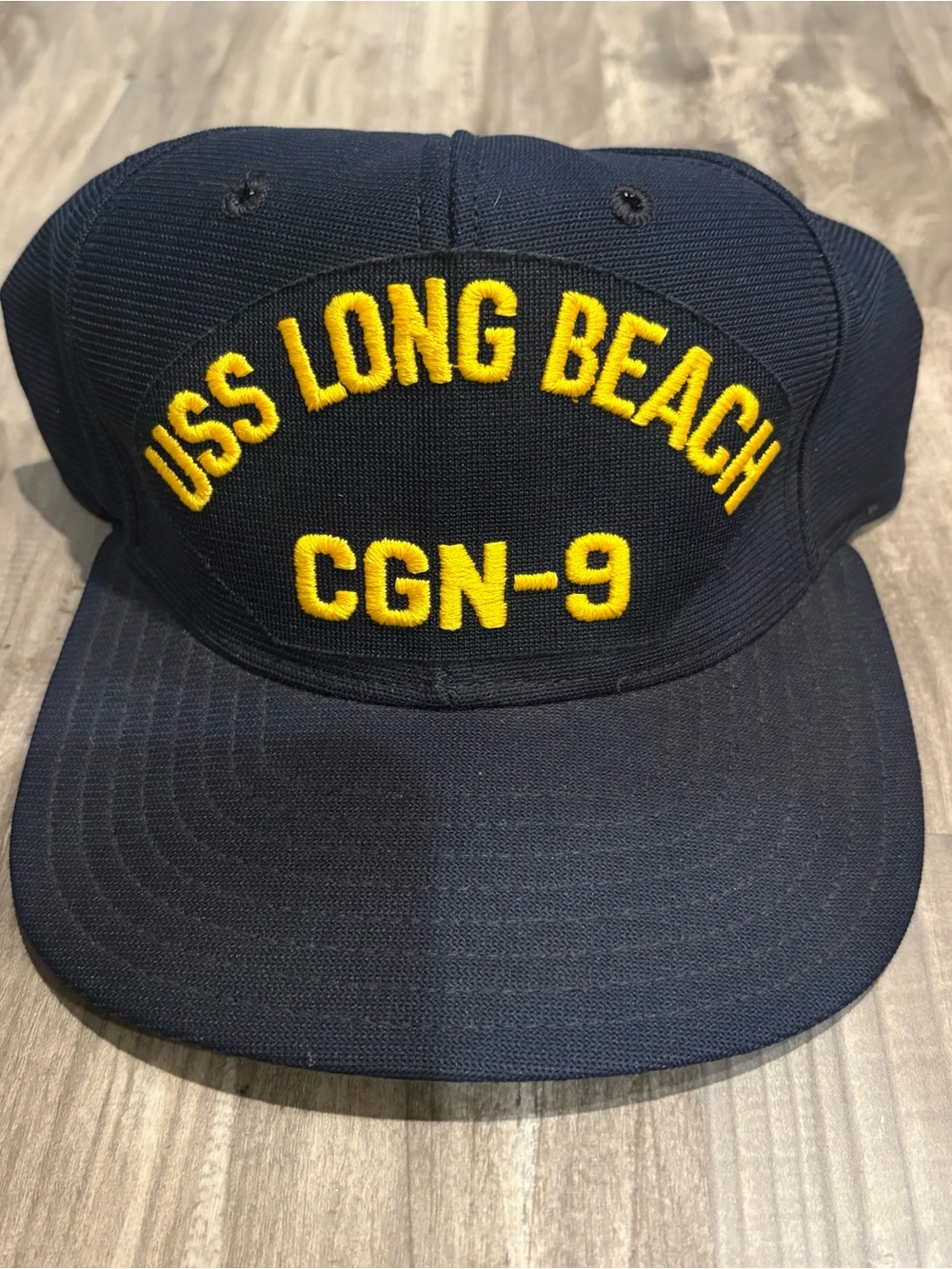 Vintage USS Long Beach CGN-9 Made In USA Navy Blue/ Gold